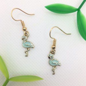 Aqua Flamingo Dangle Charm Earrings
